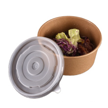Disposable Hot Soup 1300 ml Paper Bowl Kraft Compostable Salad Bowl Container with pp pet lids